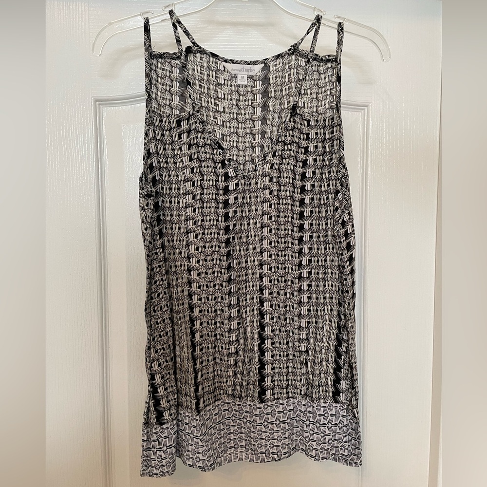 Charming Charlie sleeveless strappy tank top size Medium black, white and yellow